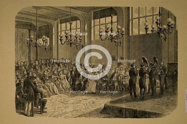 Concert of Adolphe Sax (1814-1894) in presence of the Emir Abd-el-Kader, 1865.