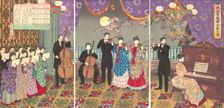 Concert of European Music (Oshu kangengaku gasso no zu), 1889., 1889. Creator: Chikanobu Yoshu
