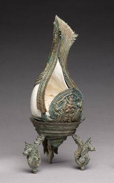 Conch Shell with a Figure of Hevajra, 1100s. Creator: Unknown