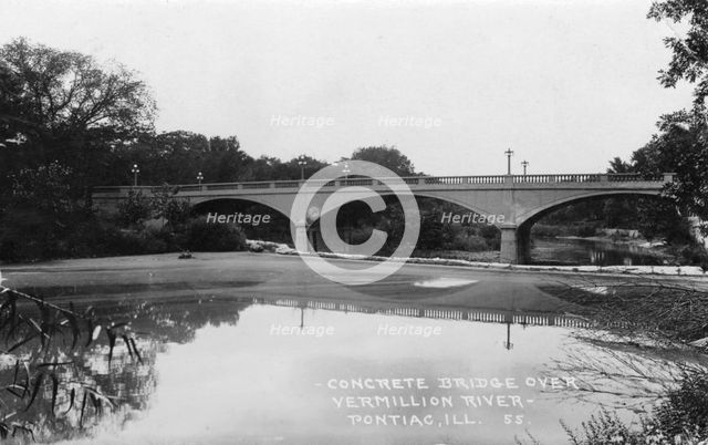 Concrete bridge over the Vermillion River, Pontiac, Illinois, USA, 1927. Artist: Unknown