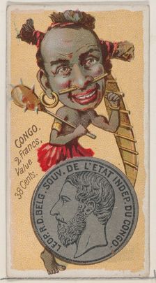 Congo, 2 Francs, from the series Coins of All Nations (N72, variation 2) for Duke brand ci..., 1889. Creator: Unknown