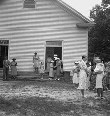 Congregation entering church, Wheeley's Church, Person County, North Carolina, 1939. Creator: Dorothea Lange