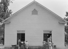 Congregation entering church, Wheeley's Church, Person County, North Carolina, 1939. Creator: Dorothea Lange