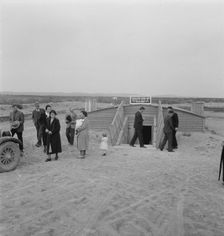 Congregation leaving after services, Dead Ox Flat, Malheur County, Oregon, 1939. Creator: Dorothea Lange