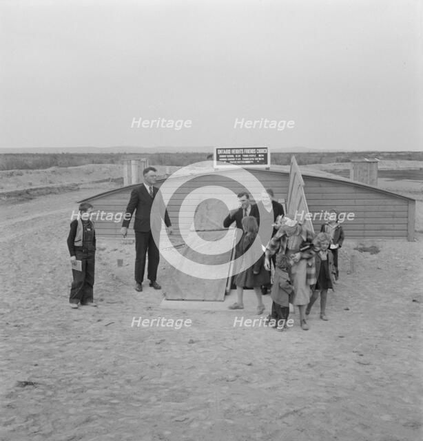 Congregation leaving after services, Dead Ox Flat, Oregon, 1939. Creator: Dorothea Lange.