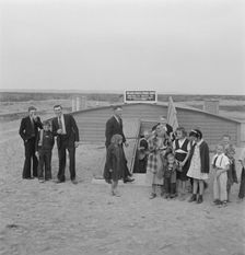 Congregation leaving after services, Dead Ox Flat, Oregon, 1939. Creator: Dorothea Lange