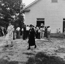 Congregation leaving for home after services, Wheeley's Church, Person County, North Carolina, 1939. Creator: Dorothea Lange