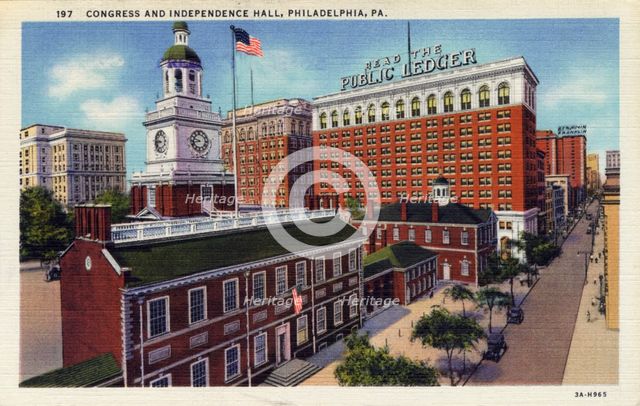 Congress and Independence Hall, Philadelphia, Pennsylvania, USA, 1933. Artist: Unknown