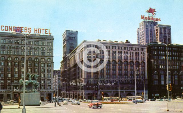 Congress Street Expressway entrance at Michigan Avenue, Chicago, Illinois, USA, 1958. Artist: Unknown