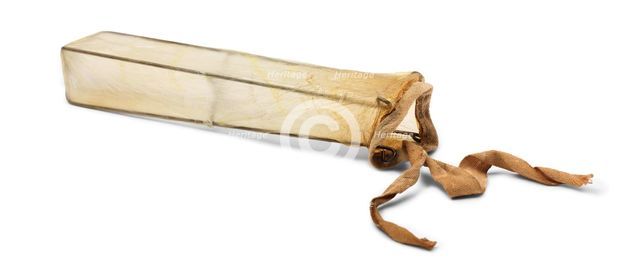 Condom made from sheep intestine, c. 1800.