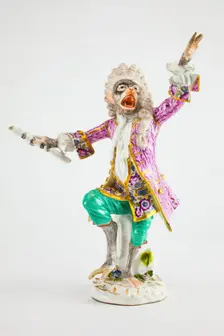 Conductor for the Monkey Band, Meissen, c. 1765. Creator: Modeled by Johann Joachim Kändler