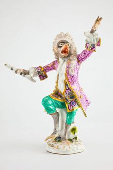Conductor for the Monkey Band, Meissen, c. 1765. Creator: Modeled by Johann Joachim Kändler