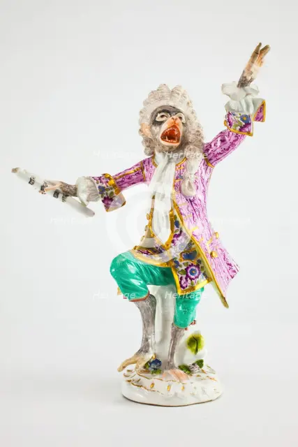 Conductor for the Monkey Band, Meissen, c. 1765. Creator: Modeled by Johann Joachim Kändler.