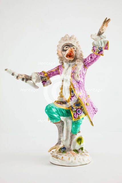 Conductor for the Monkey Band, Meissen, c. 1765. Creator: Modeled by Johann Joachim Kändler.