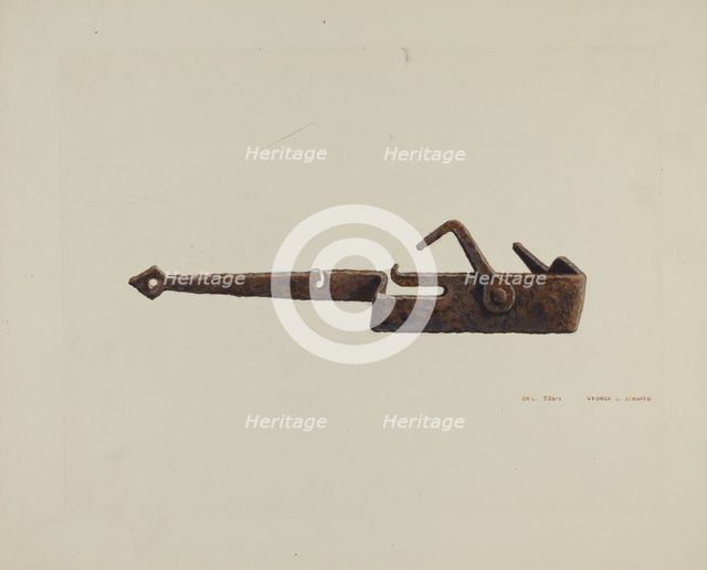 Conestoga Axe Holder, c. 1939. Creator: G.L. Schafer.