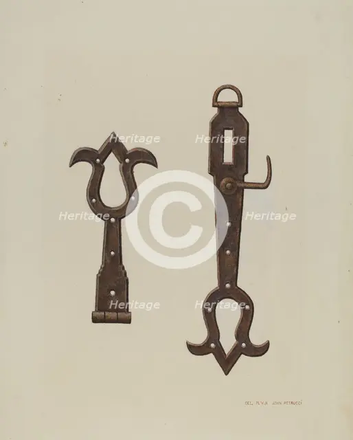 Conestoga Hasp and Hinge, c. 1938. Creator: John Petrucci.