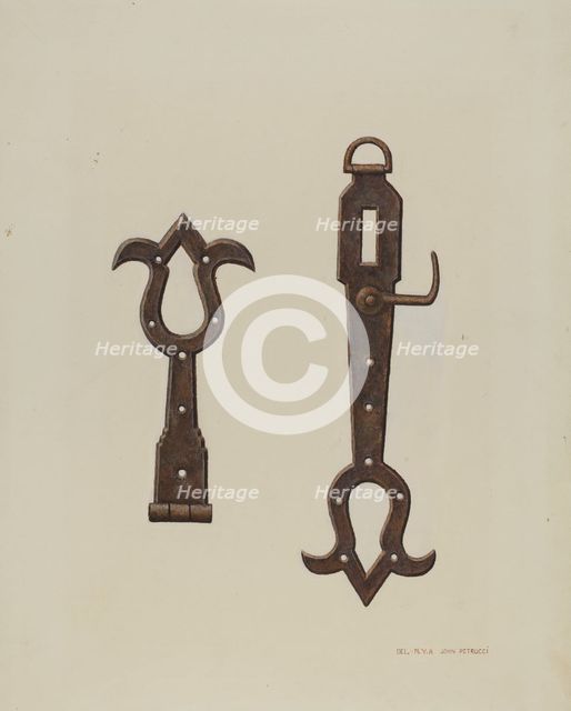 Conestoga Hasp and Hinge, c. 1938. Creator: John Petrucci.