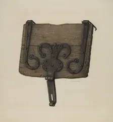 Conestoga Wagon Tool Box Lid, c. 1938. Creator: Austin L. Davison