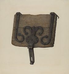 Conestoga Wagon Tool Box Lid, c. 1938. Creator: Austin L. Davison