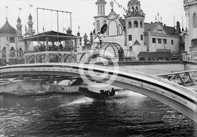 Coney Island, in Luna Park; Wire walkers & the Chute Boat, between c1910 and c1915. Creator: Bain News Service.