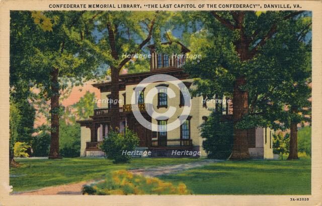Confederate Memorial Library, Danville, Virginia, 1938. Artist: Unknown