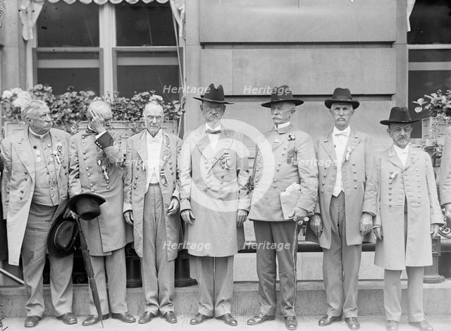 Confederate Reunion - The Commander In Chief, General Harrison And Staff; Generals Mickey..., 1917. Creator: Harris & Ewing.