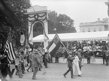 Confederate Reunion - W.E. Payne, with Battle Flag, 1917. Creator: Harris & Ewing