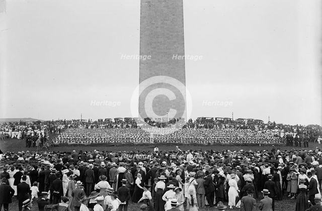 Confederate Reunion - Human Flag On Monument Grounds, 1917. Creator: Harris & Ewing.