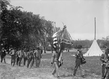 Confederate Reunion - North Carolina Veterans with Flag, 1917. Creator: Harris & Ewing