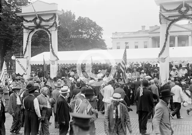 Confederate Reunion - President And Mrs. Wilson; Marshall, Etc. Reviewing Parade From Stand..., 1917 Creator: Harris & Ewing.