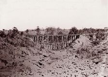 Confederate Trestle Work on Alexandria Railroad, 1861-65. Creator: Andrew Joseph Russell