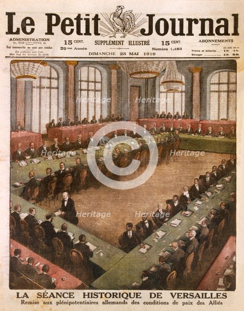 Conference at Versailles, 7th May, 1919 - German delegates receiving the Allied Peace Conditions, 19