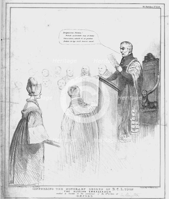 'Conferring the Honorary Degree of D.C.L. Upon The Russian Embassador', 1834. Creator: John Doyle.