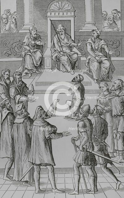 Confession for amends before the tribunal, 1556, (1878).  Creator: Unknown.