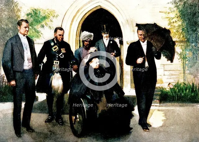 Confirmation of Princess Alice of Albany at St. George's Church, Cannes: The Queen leaving..., 1898. Creator: Unknown.