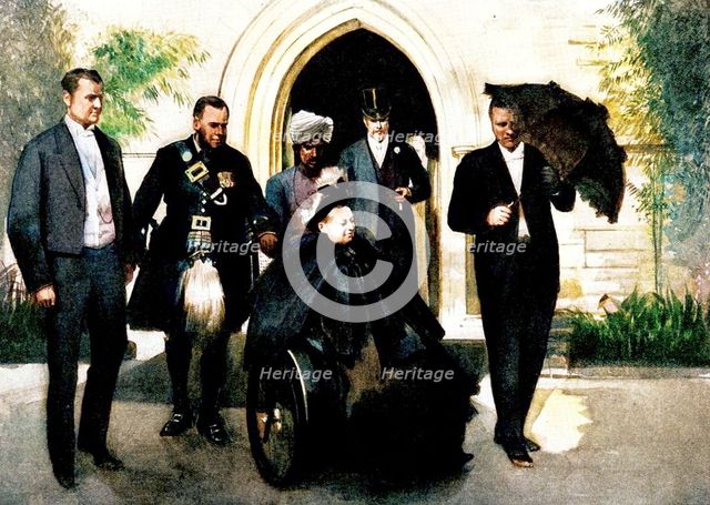 Confirmation of Princess Alice of Albany at St. George's Church, Cannes: The Queen leaving..., 1898. Creator: Unknown.