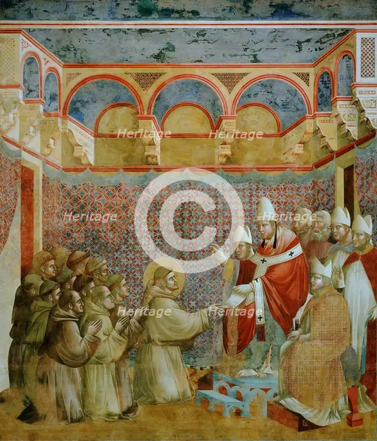 Confirmation of the Rule by Innocent III. (from Legend of Saint Francis), 1295-1300. Creator: Giotto di Bondone (1266-1377).