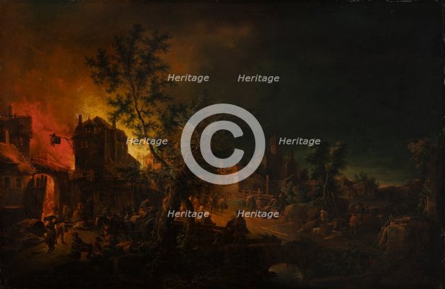 Conflagration at Night, 1762-1769. Creator: Johann Georg Trautmann.