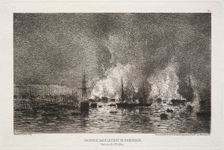 Conflagration in the Port of Bordeaux, 1869. Creator: Maxime Lalanne (French, 1827-1886); Cadart & Luce, rue Nve des Mathurins, 58, Paris