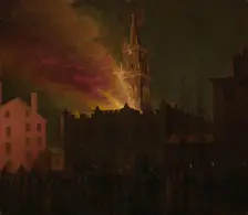 Conflagration of the Masonic Hall, Chestnut Street, Philadelphia, Pennsylvania, 1819. Creators: Samuel Jones, John Lewis Krimmel