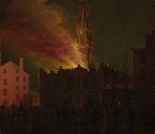 Conflagration of the Masonic Hall, Chestnut Street, Philadelphia, Pennsylvania, 1819. Creators: Samuel Jones, John Lewis Krimmel