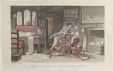 Conflict Between Quae Genus and Lawyer Gripe-all, from "The History of Johnny Q..., October 1, 1821. Creator: Thomas Rowlandson