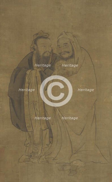 Confucius and Buddha Cradling a Qilin, Ming dynasty, 15th century. Creator: Unknown.