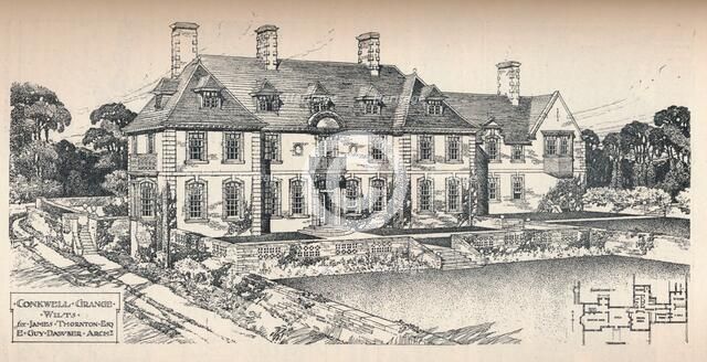 'Conkwell Grange, Wilts. E. Guy Dawber, Architect', c1907. Artist: Edward Guy Dawber.