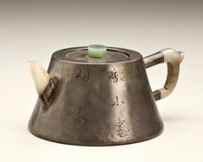 Conical teapot with incised plum and poem, 18th century. Creator: Chen Zhenyue
