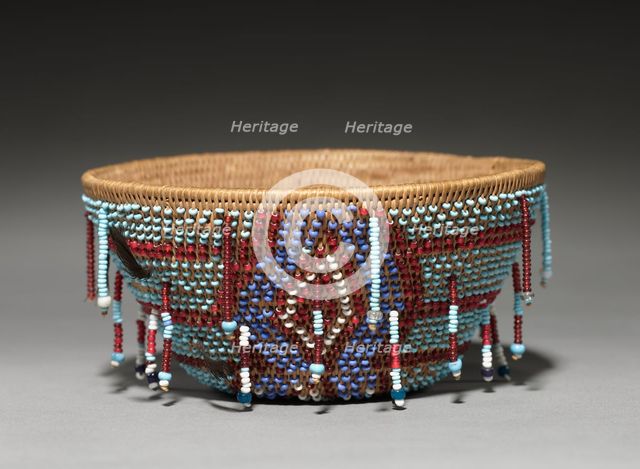 Conical Beaded Basket, c 1875- 1925. Creator: Unknown.