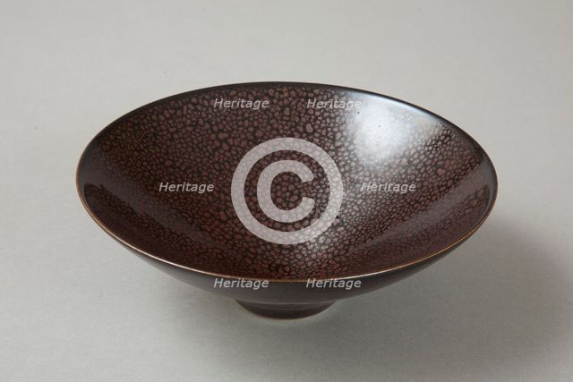 Conical Cizhou-type bowl with spotted iron-rust décor, 1980s. Creator: Unknown.