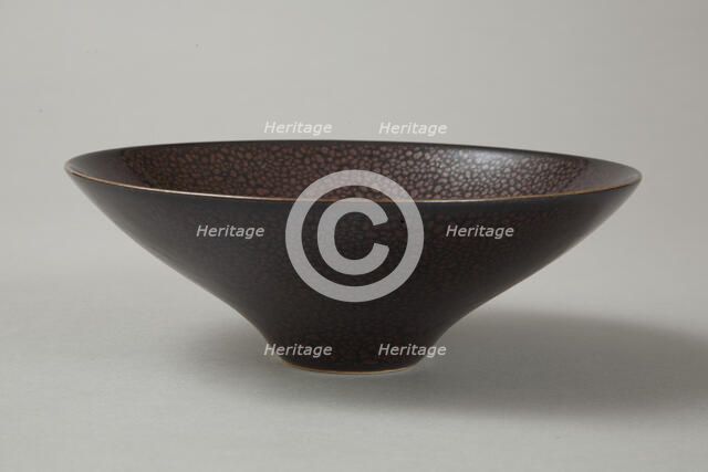 Conical Cizhou-type bowl with spotted iron-rust décor, 1980s. Artist: Unknown.