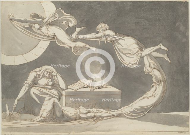 Conjuration scene with a witch at the altar, 1779. Creator: Füssli (Fuseli), Johann Heinrich (1741-1825).
