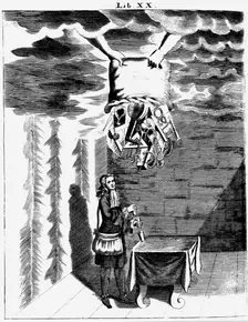 Conjuror performing tricks, 1715